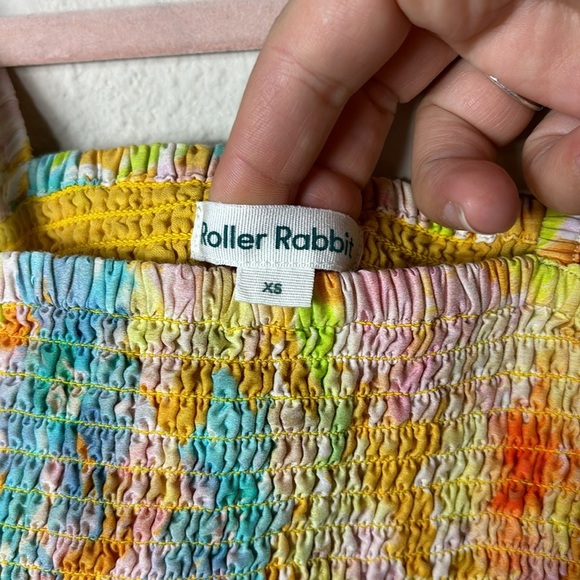 Roller Rabbit Sandrio Dove smocked riffle top sz XS - Picture 5 of 8